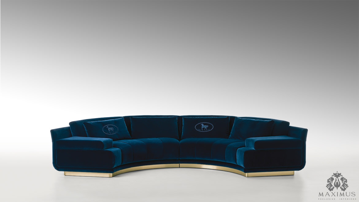 Диван, стиль арт-деко, дизайн Fendi Casa, модель Artu Round Sectional sofa