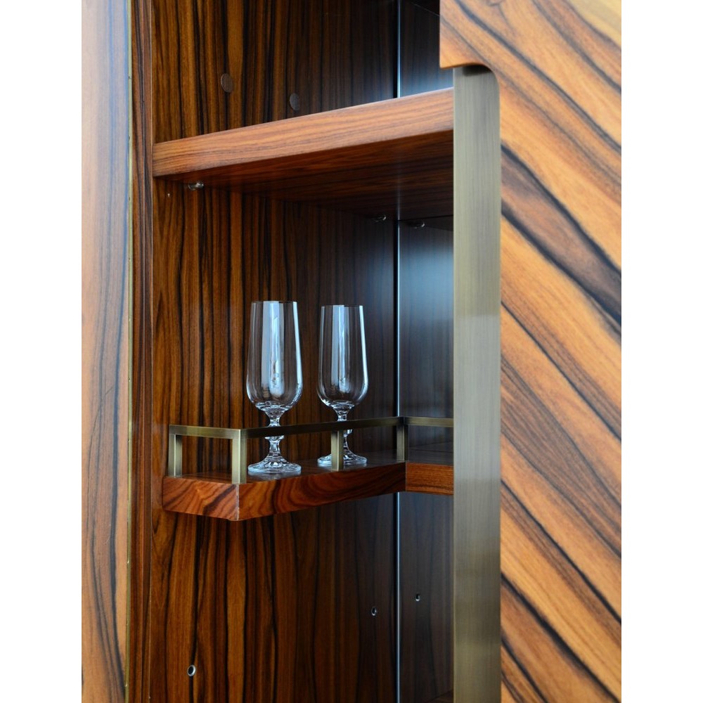 Барный шкаф Vermeil Deva Bar, Fabio Stal Pau Ferro Wood with Brass Details Fully Handmade