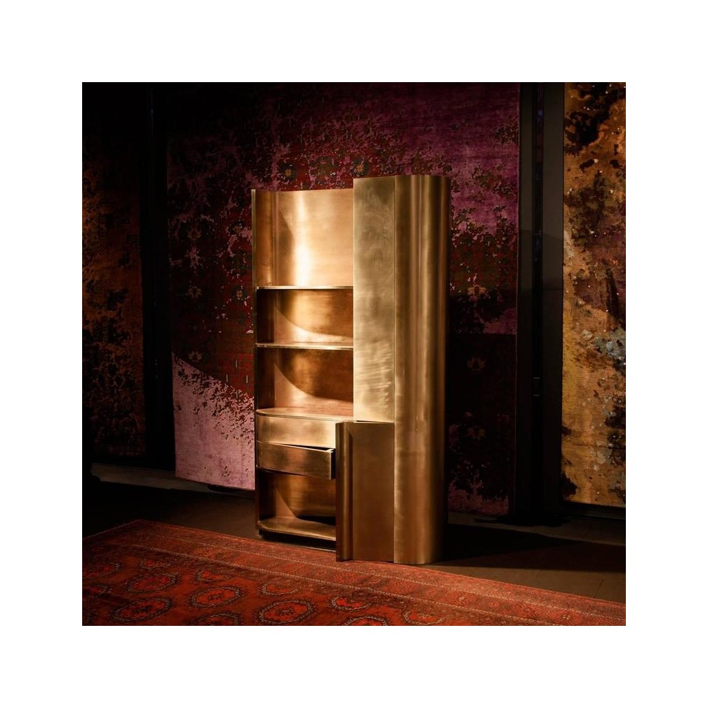 Барный шкаф Tall Brass Cabinet with an Art Deco Spirit and Functional Design