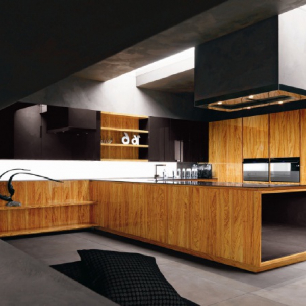 Кухня из шпона оливы, дизайн Cesar, модель Yara VIP