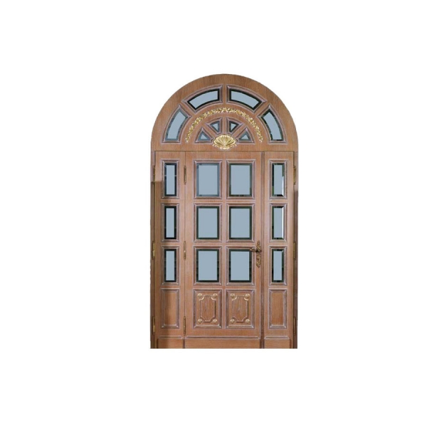 Двери, выполненные в классическом стиле, с аркой со стеклянными вставками