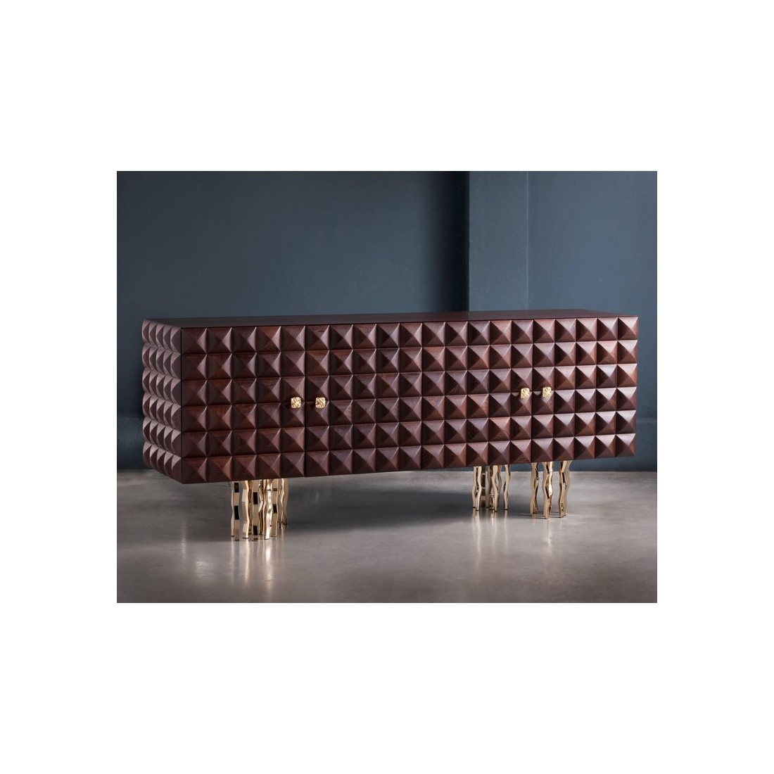Буфет Il Pezzo 10 Credenza made of embossed solid wenge and gold plated brass
