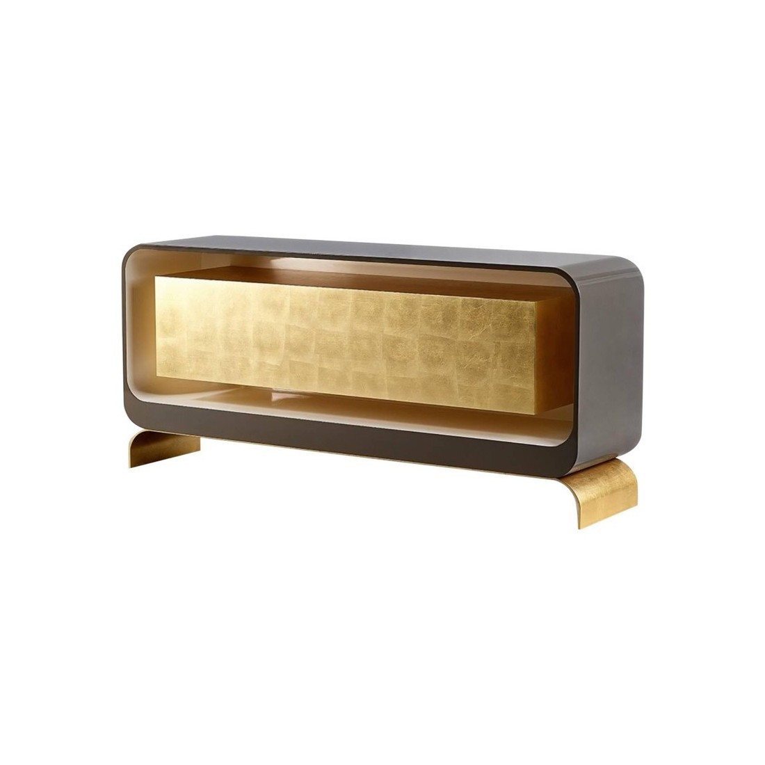 Буфет Lingot Smoke Sideboard, Contemporary Gold Leaf and Lacquer Sideboard