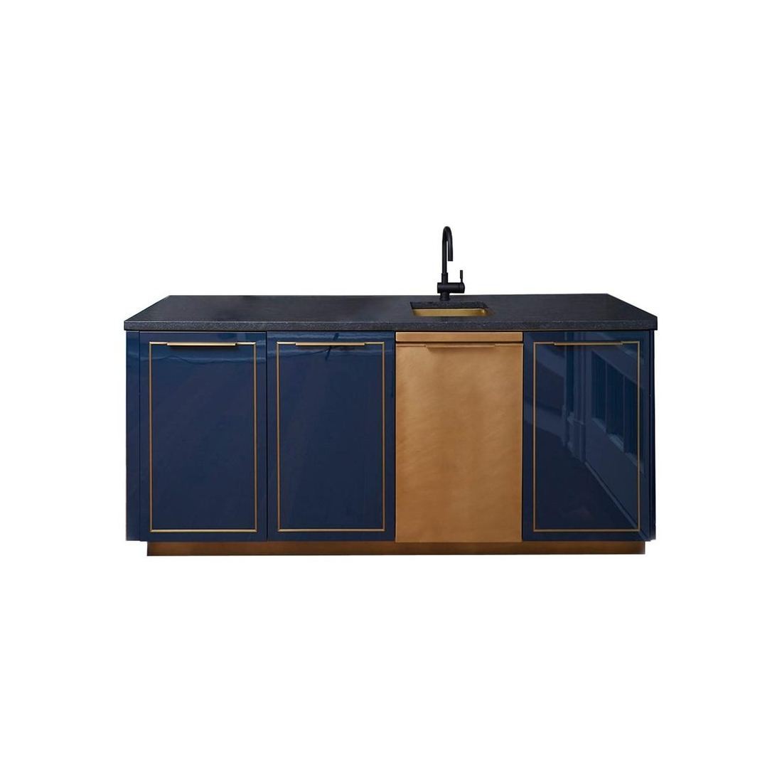 Кухня Amuneal's Gloss Lacquer Bar with Integral Brass Sink
