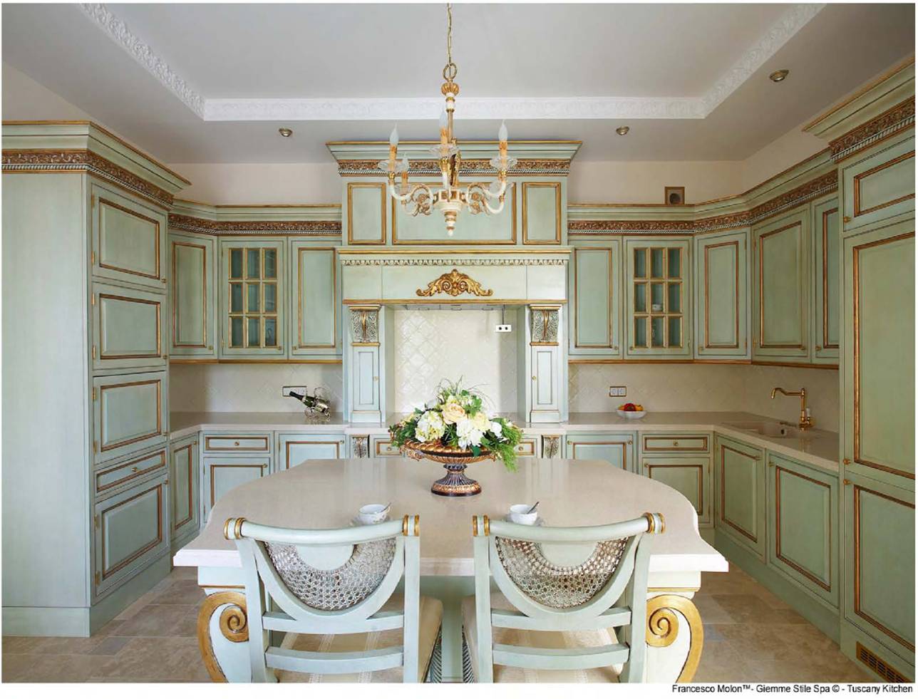 Кухня в классическом стиле с золотом, дизайн Francesco Molon Olive