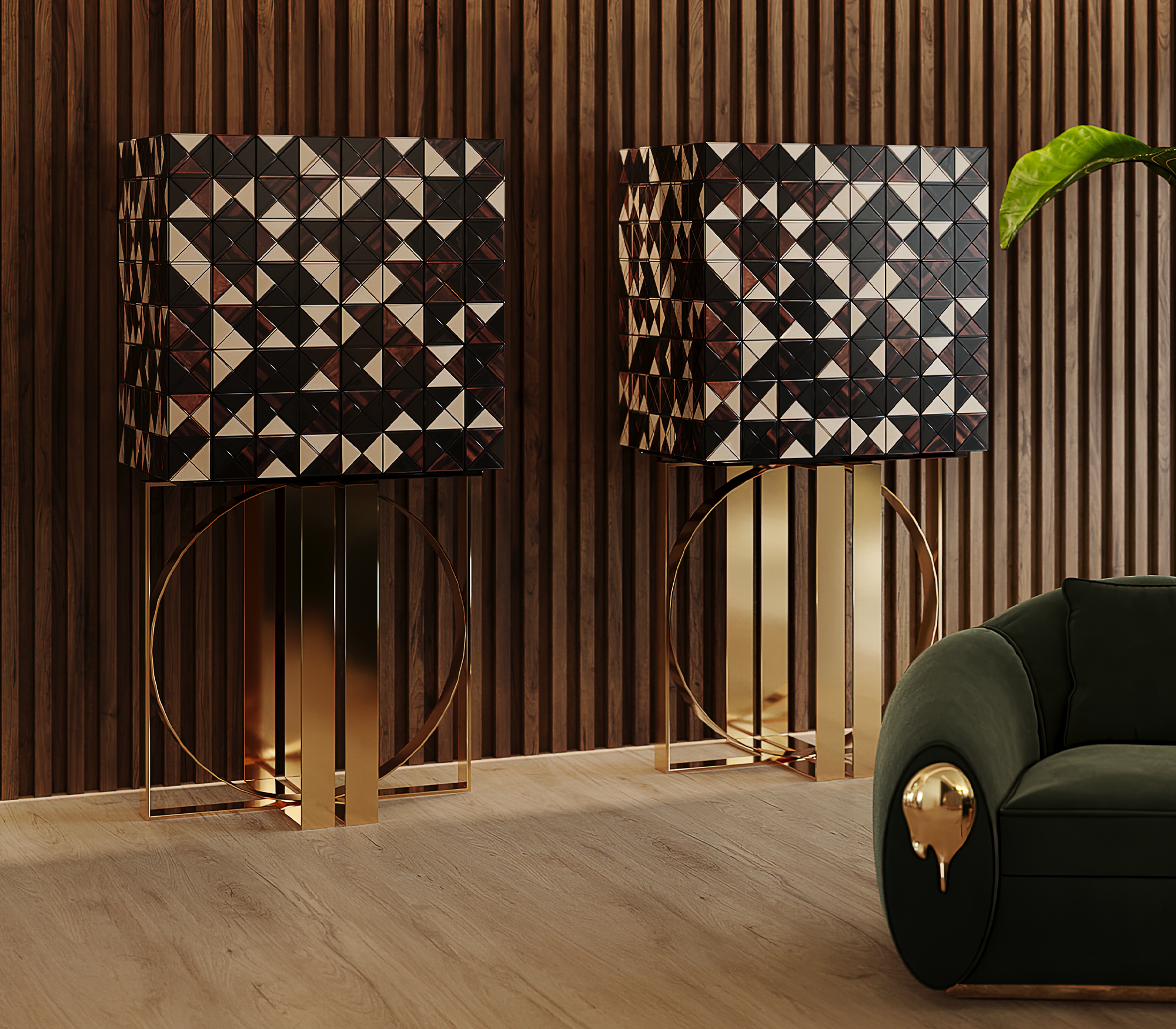 Барный шкаф PIXEL WALNUT CABINET, дизайн Boca do Lobo Барный шкаф PIXEL WALNUT CABINET, дизайн Boca do Lobo