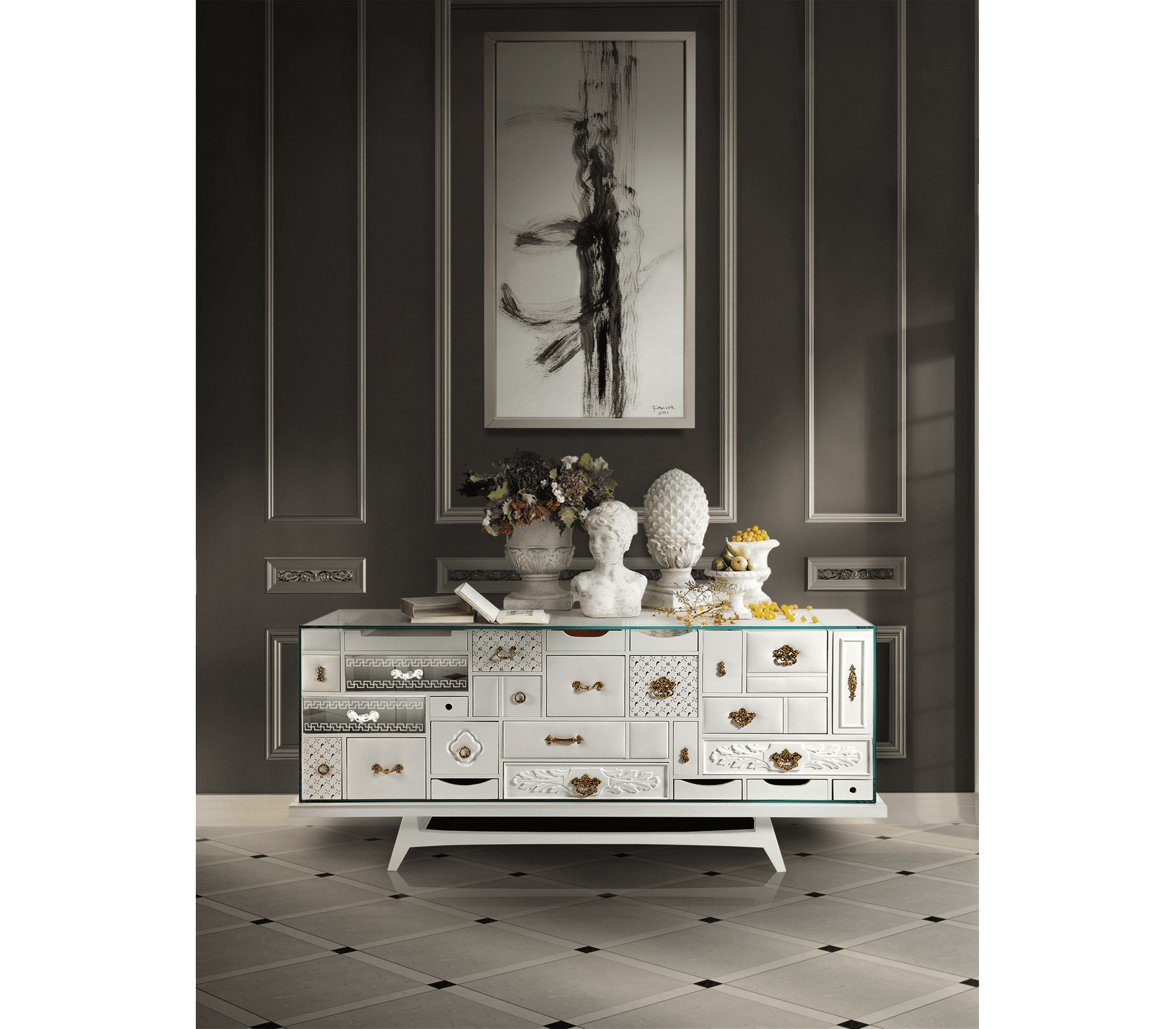 Комод MONDRIAN WHITE, дизайн Boca do Lobo Комод MONDRIAN WHITE, дизайн Boca do Lobo