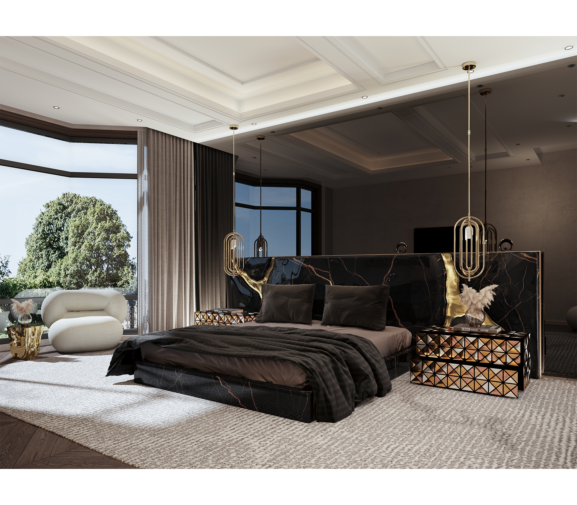 Кровать LAPIAZ BLACK, дизайн Boca do Lobo Кровать LAPIAZ BLACK, дизайн Boca do Lobo